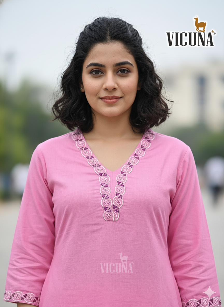 Mal Cotton Embroidered Suit Set Set in Pink