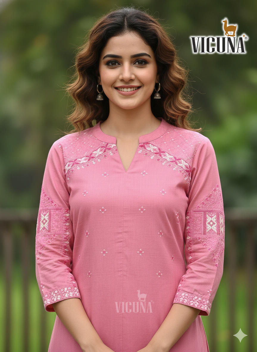 Blush Mal Cotton Embroidered Suit Set in Pink