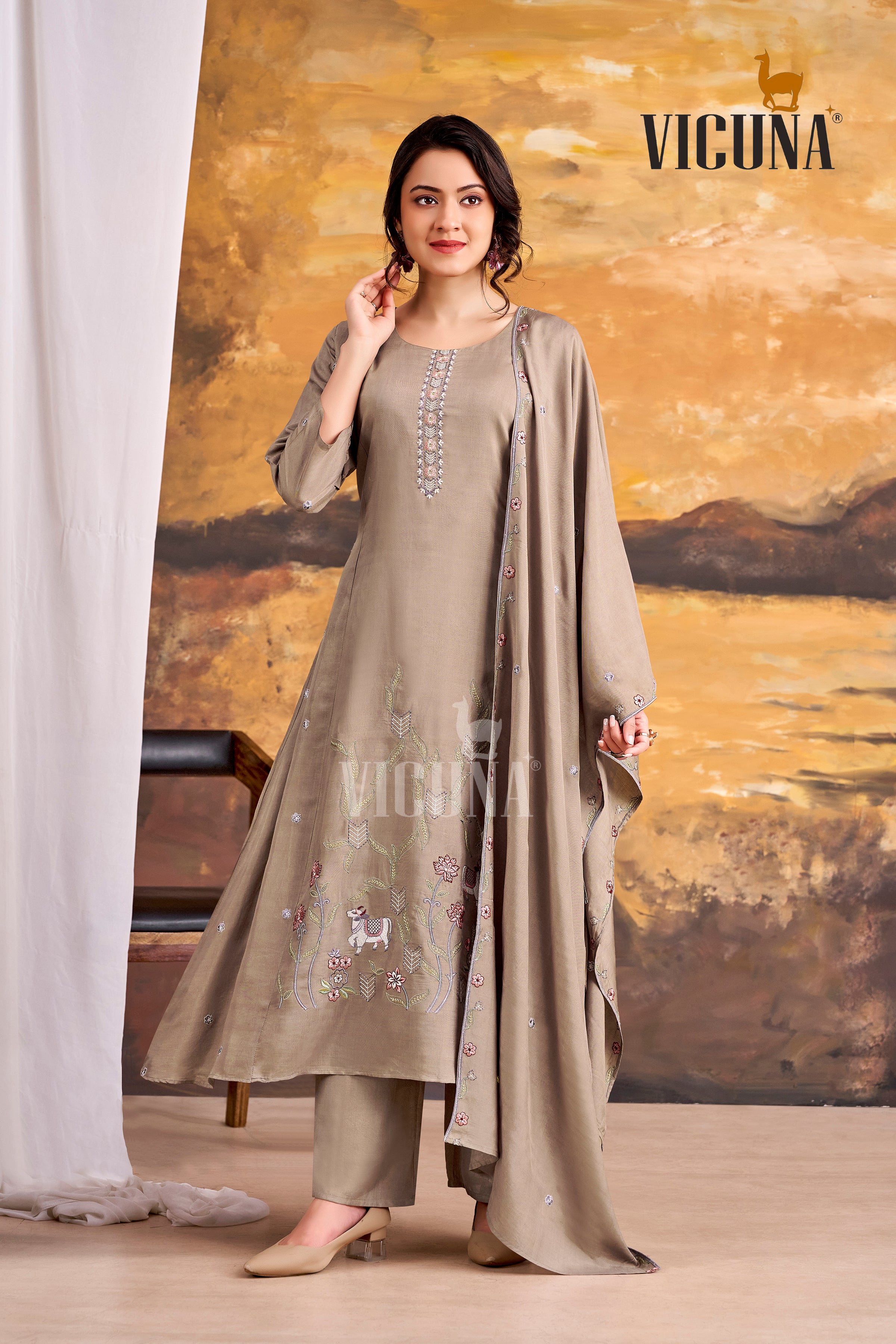Chiku Muslin Embroidered Suit Set