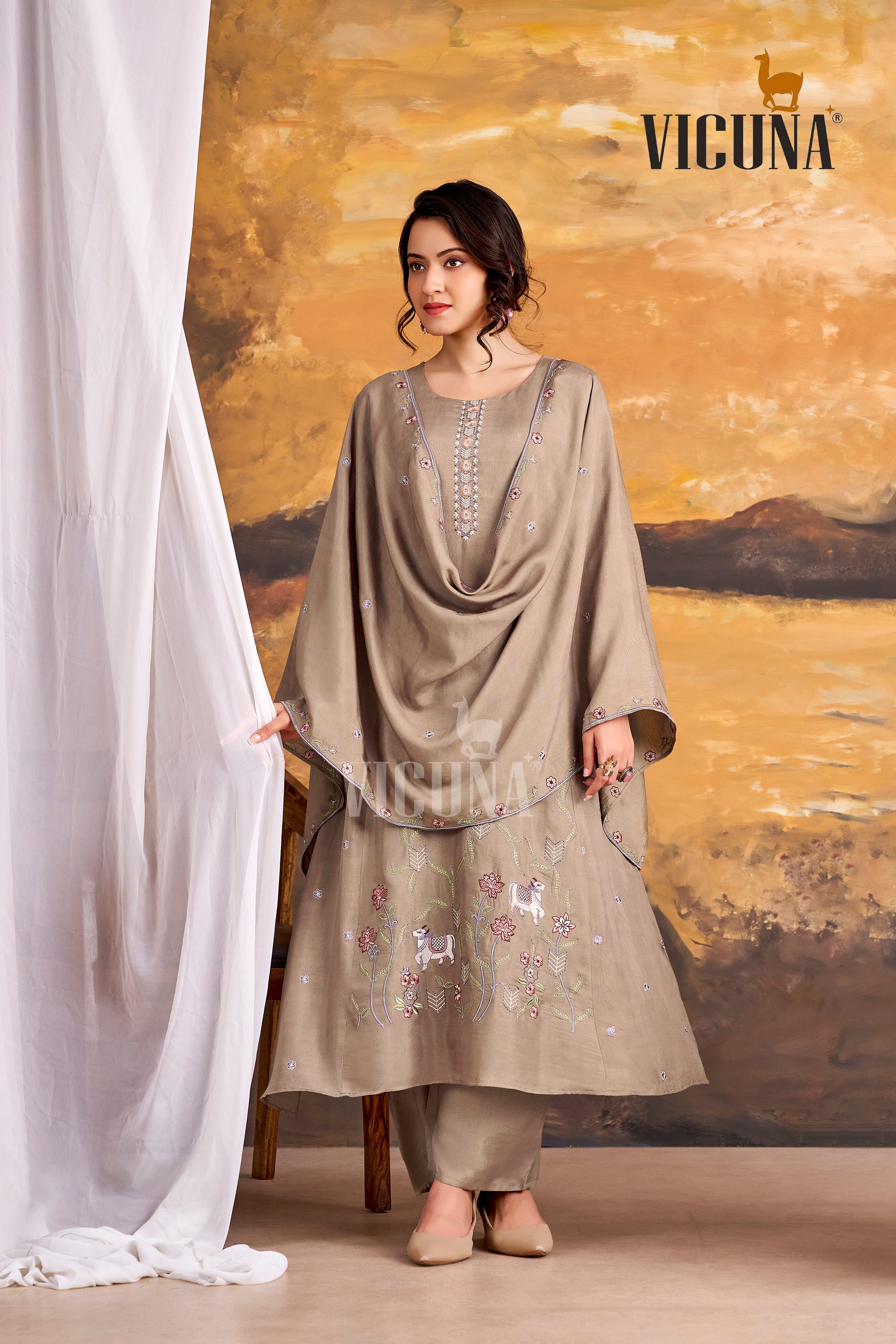 Chiku Muslin Embroidered Suit Set