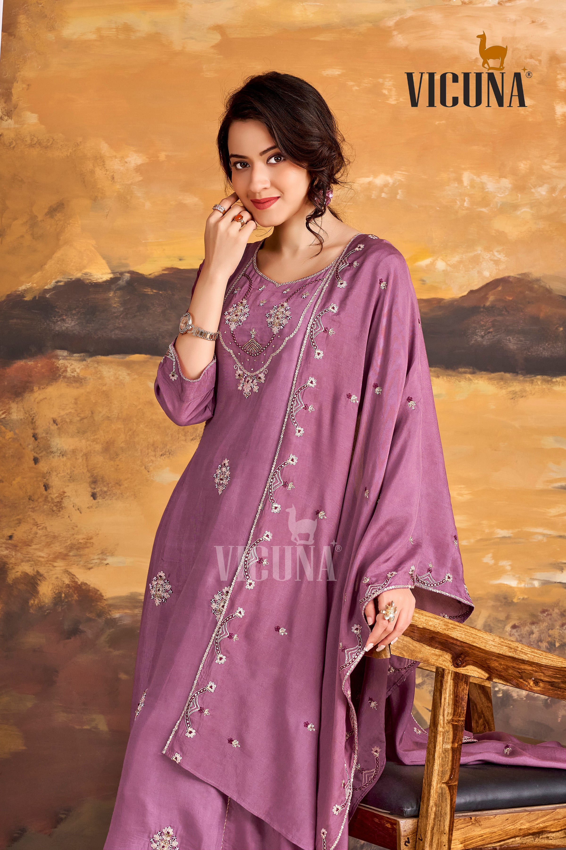 Onion Muslin Handcrafted Suit Set with Embroidered Dupatta