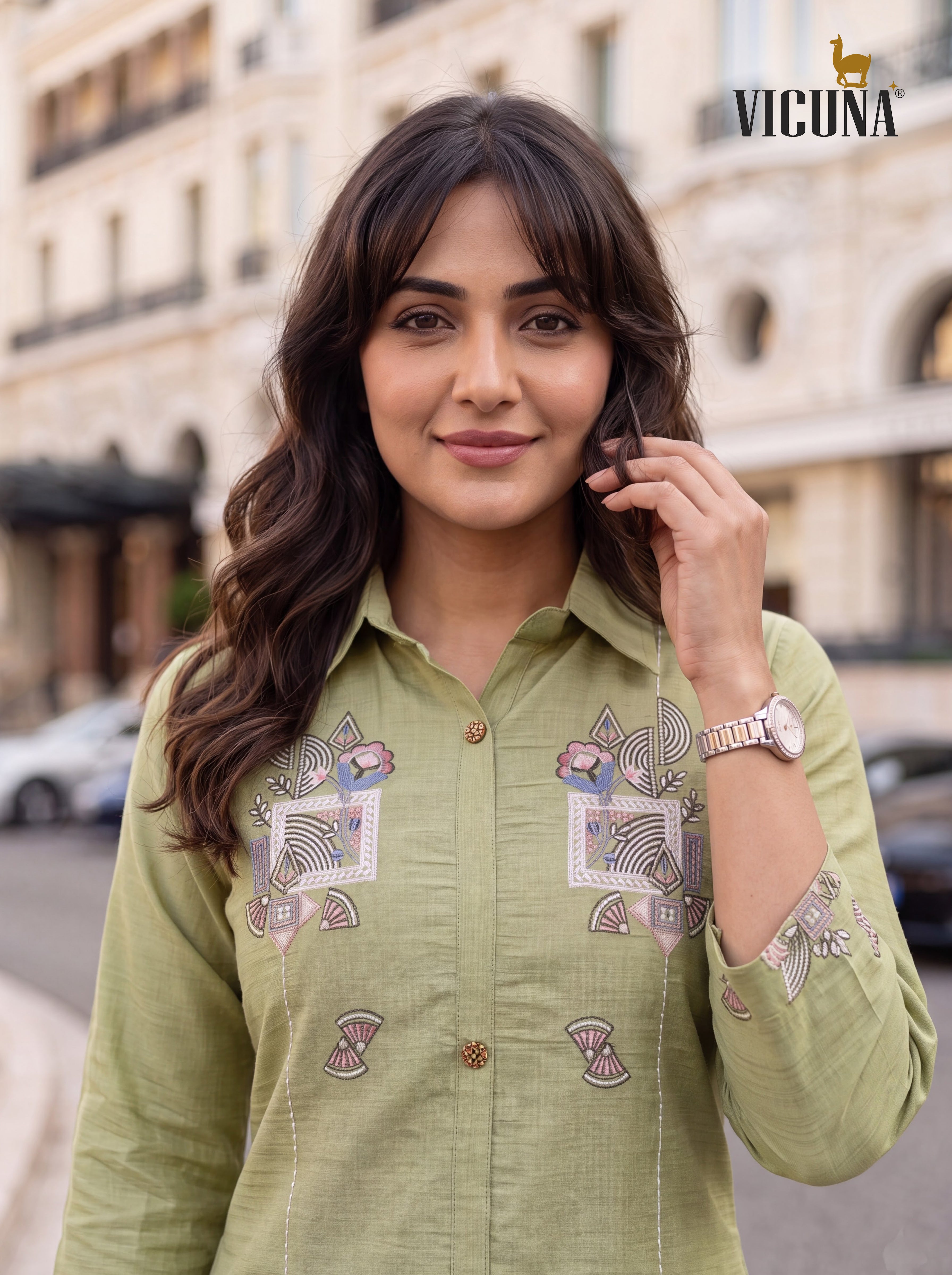 Pista Malta Slub Embroidered Co-ord Set