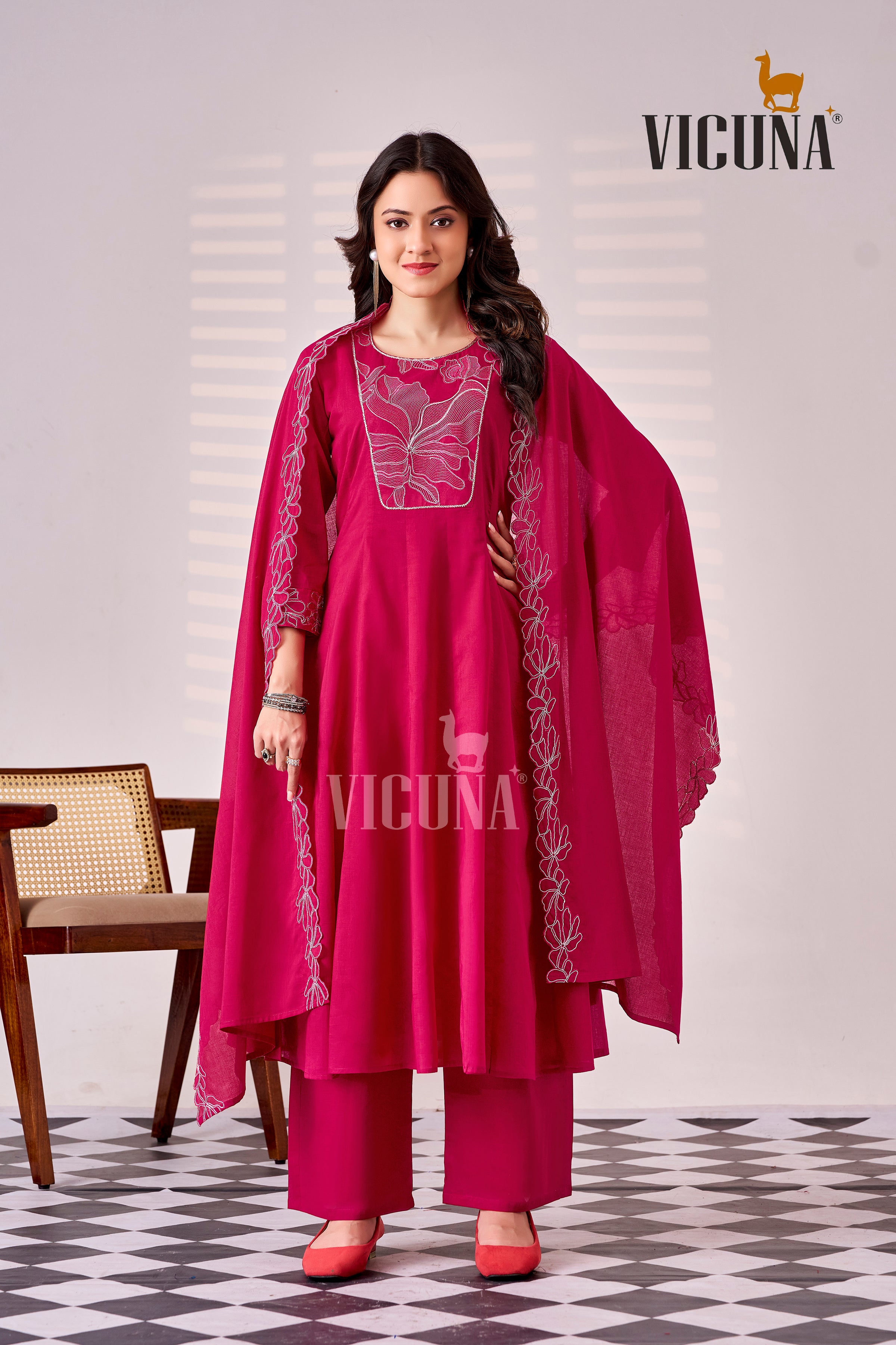 Pure Cotton Embroidered Suit Set