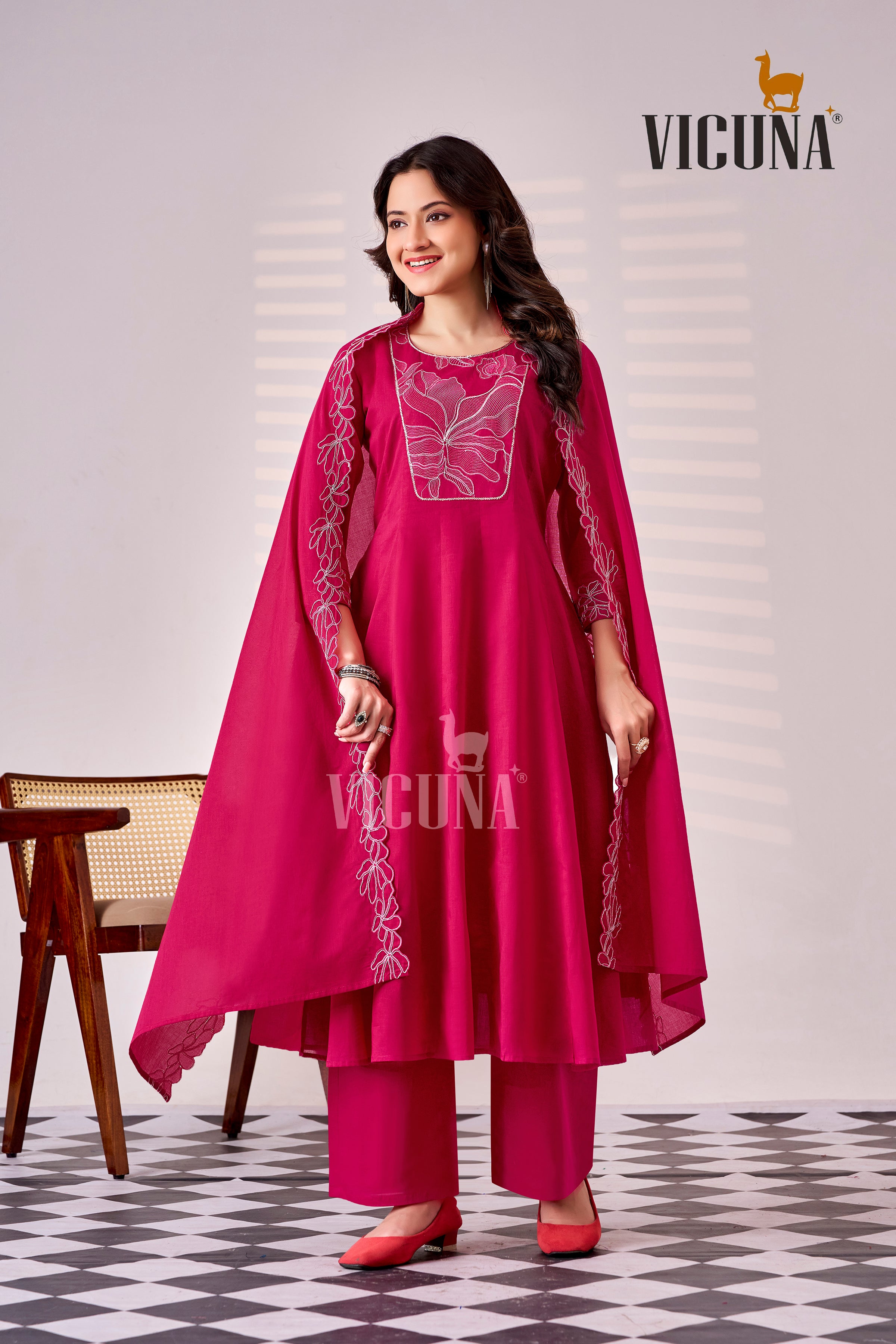 Pure Cotton Embroidered Suit Set