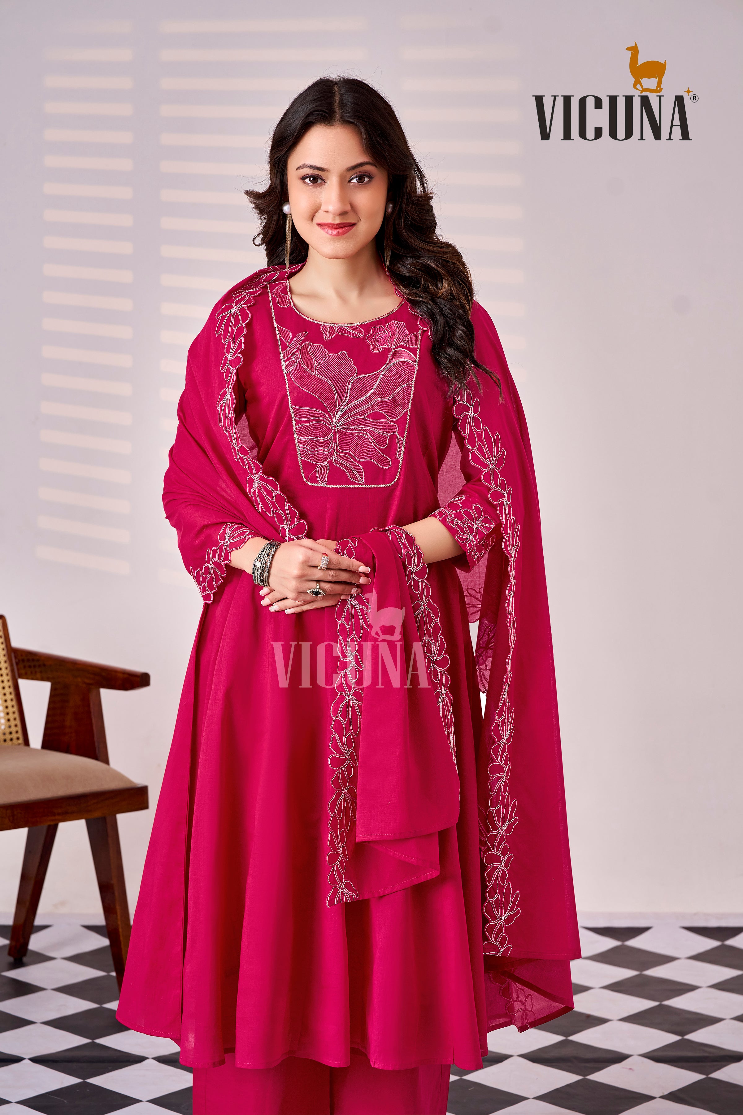 Pure Cotton Embroidered Suit Set