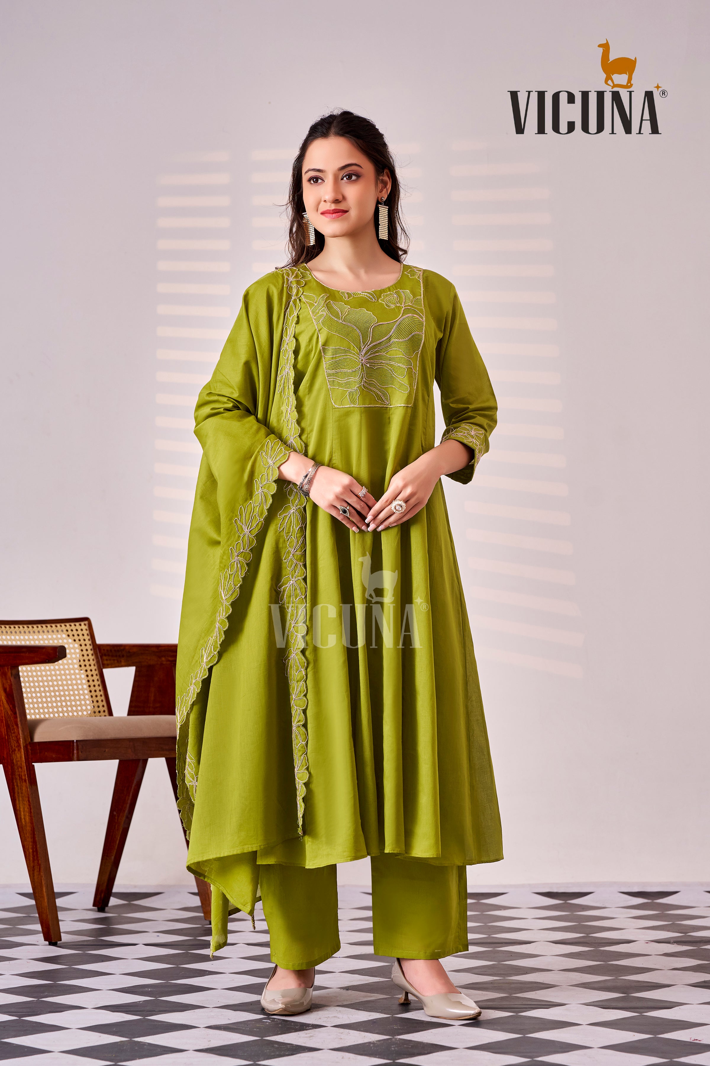 Pure Cotton Embroidered Suit Set