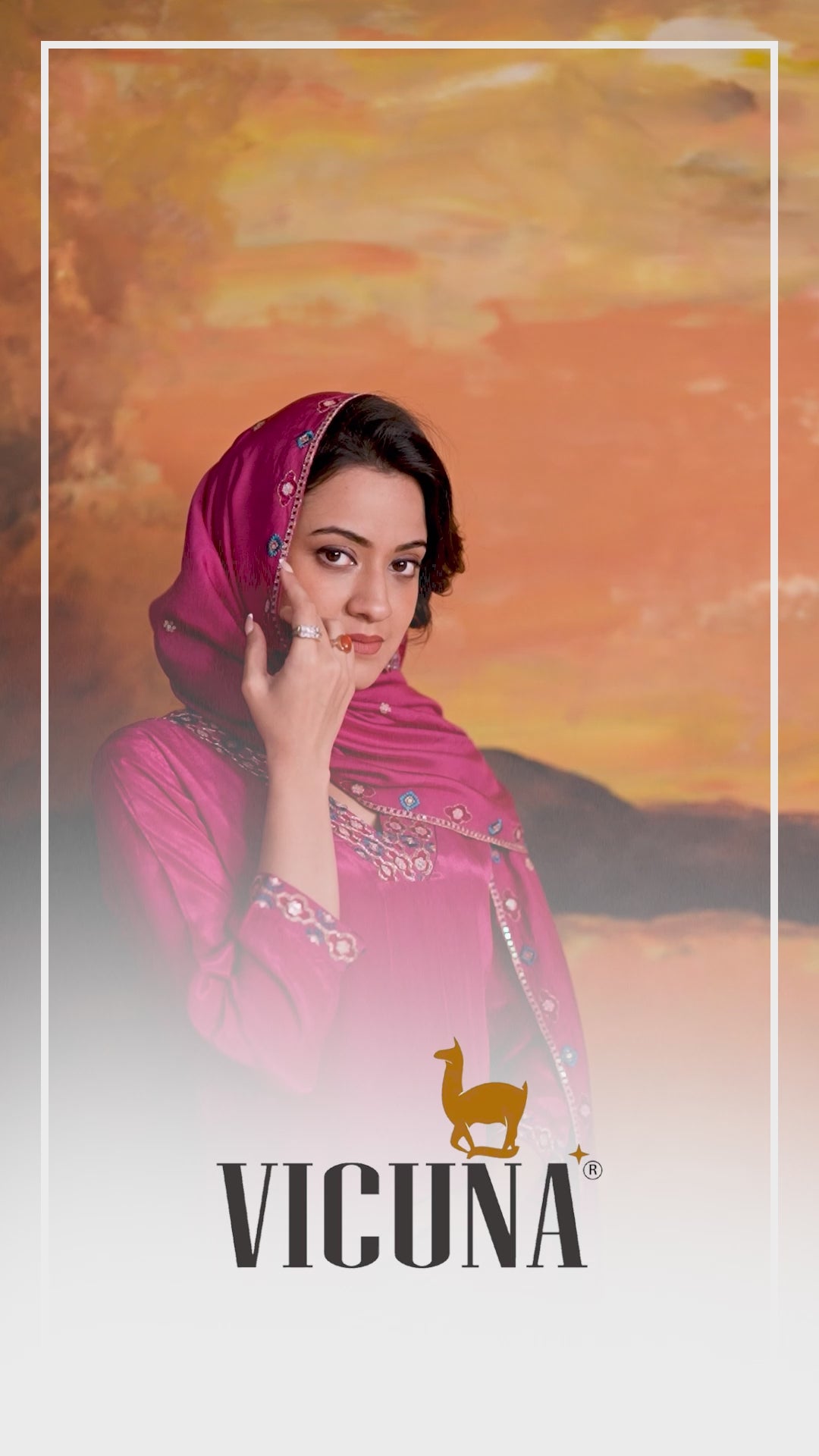Natural Crepe Embroidered Suit Set in Pink