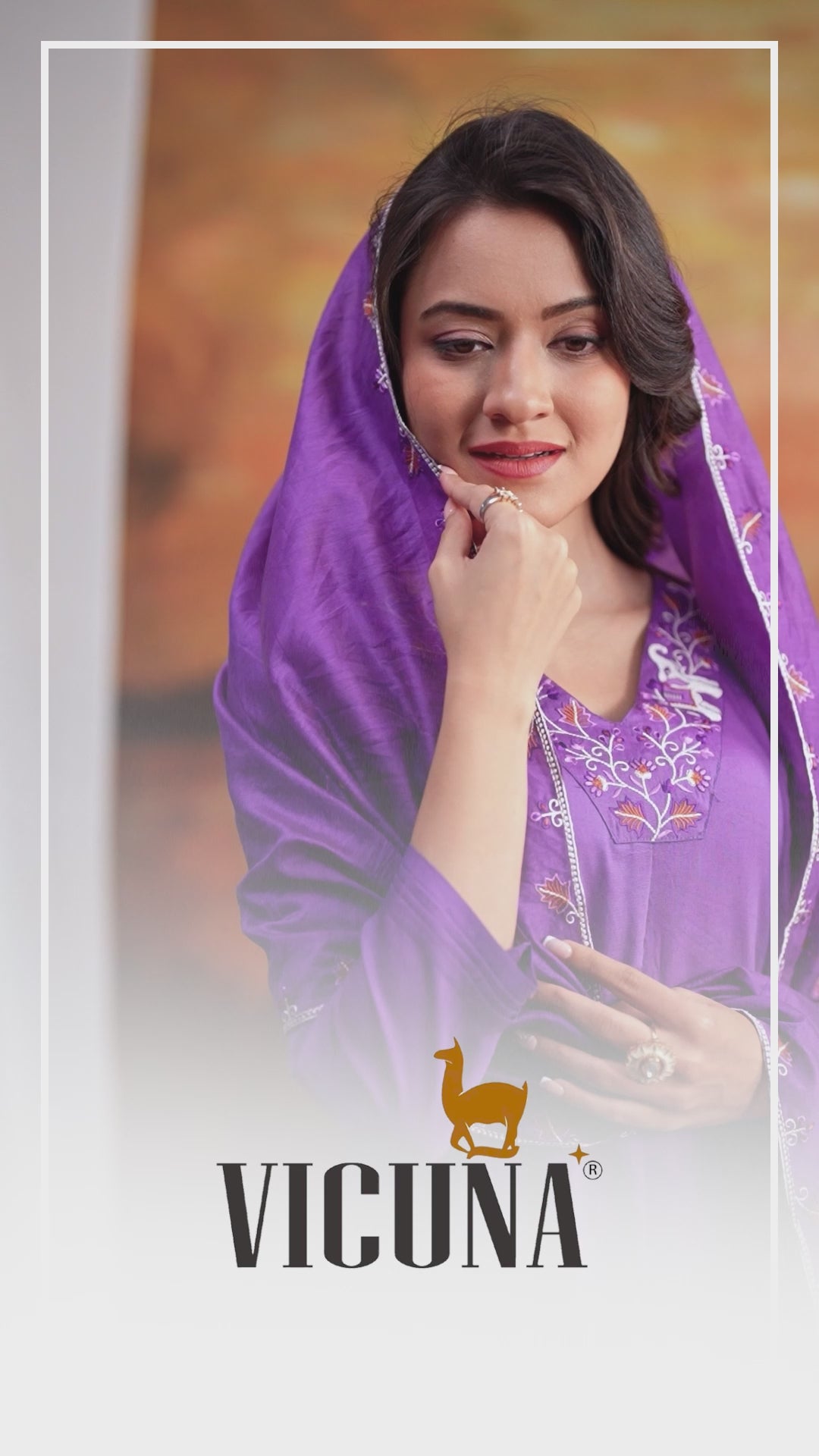 Purple Chanderi Embroidered Suit Set