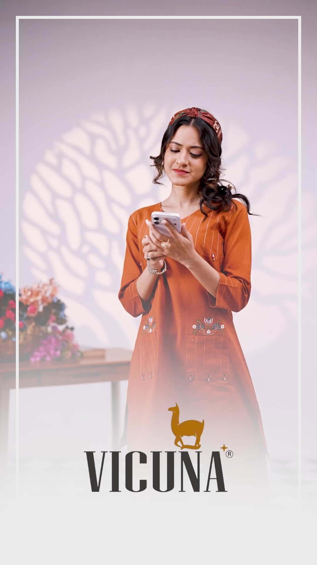 Orange Dhabu Cotton Short Suit Set with Mirror Work