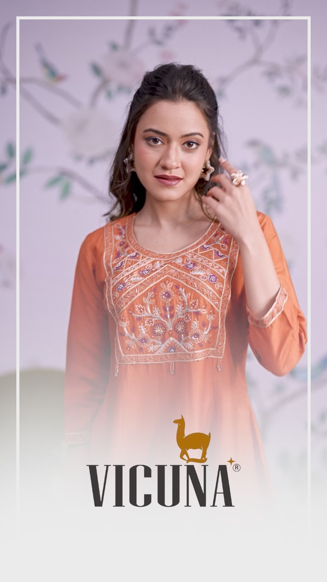 Orange Chanderi Handcrafted Suit Set with Embroidered Dupatta in Orange
