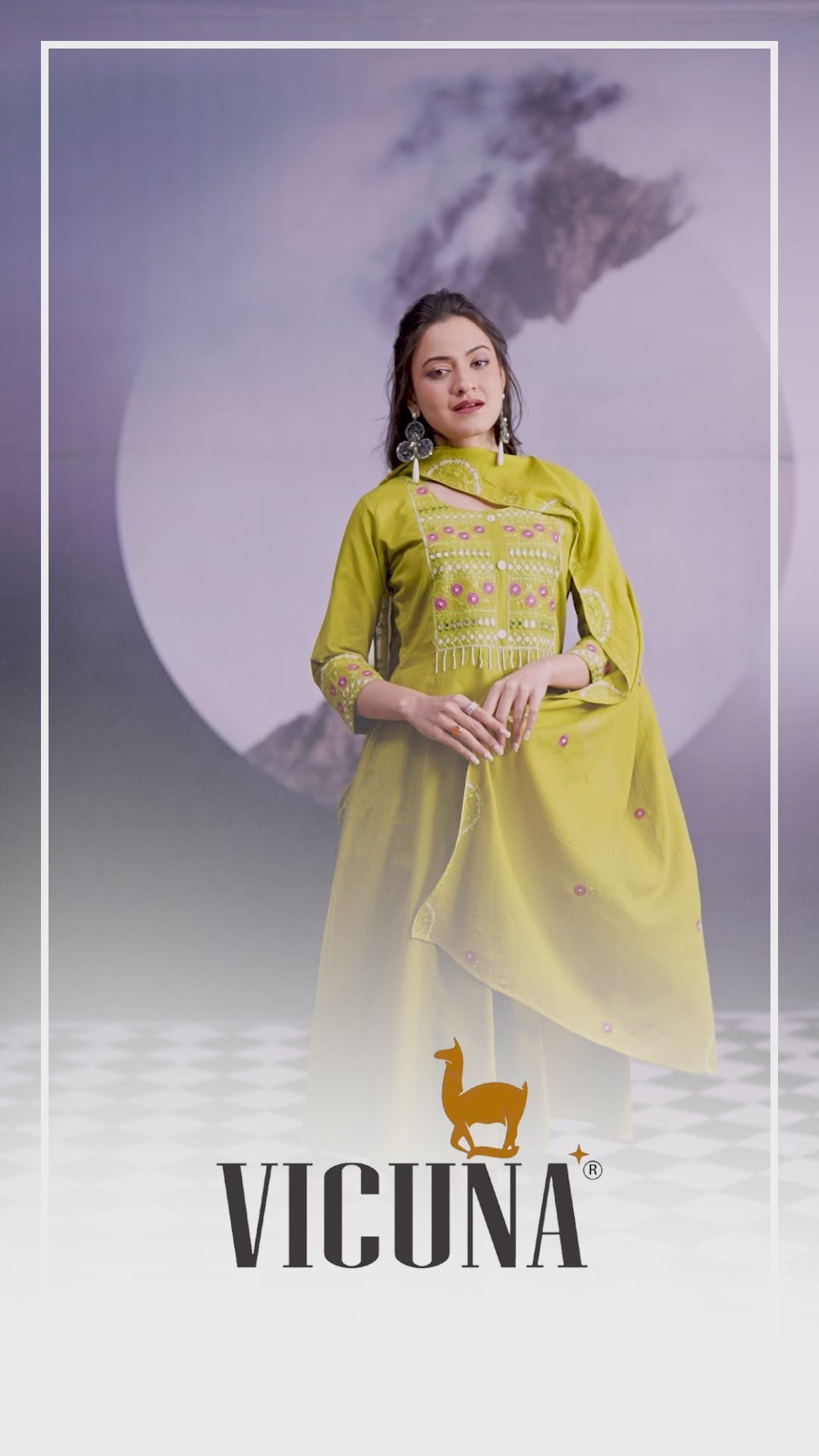 Lemon Pure Cotton Handcrafted Mirror Work Suit Set