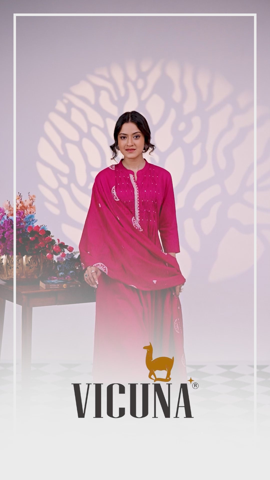 Pure Cotton Handcrafted Suit Set in Chocolate, Pink & Rust