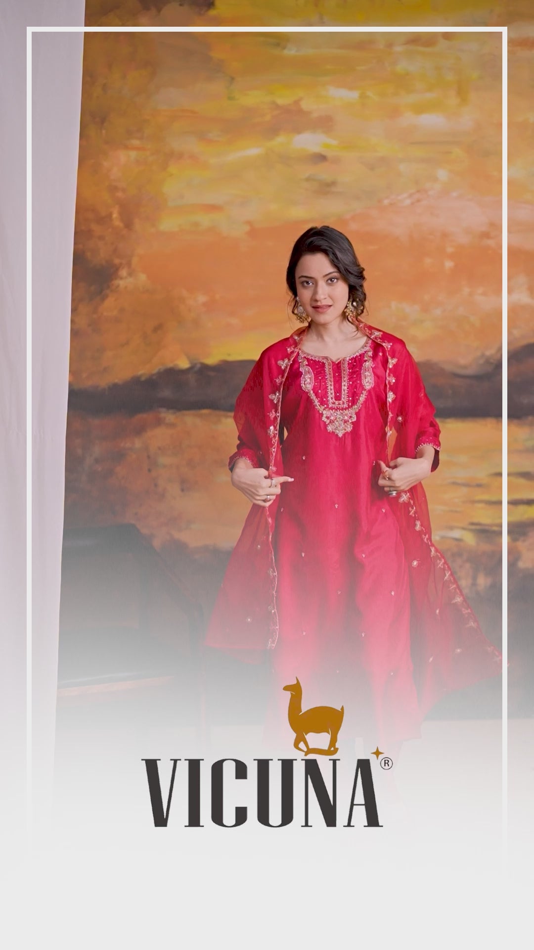 Viscose Upada Handcrafted Suit Set with Organza Dupatta in