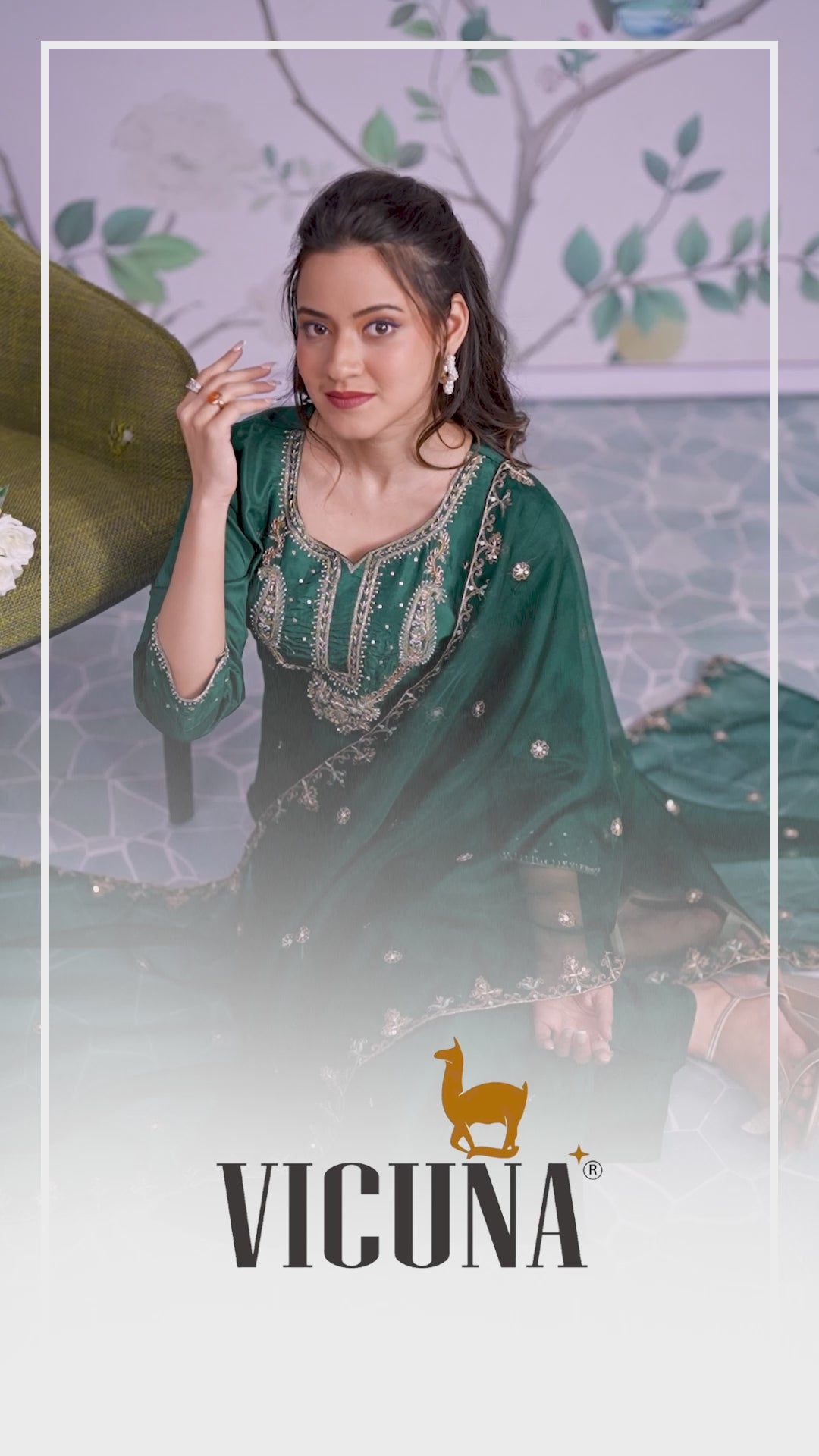 Viscose Upada Handcrafted Suit Set with Organza Dupatta in