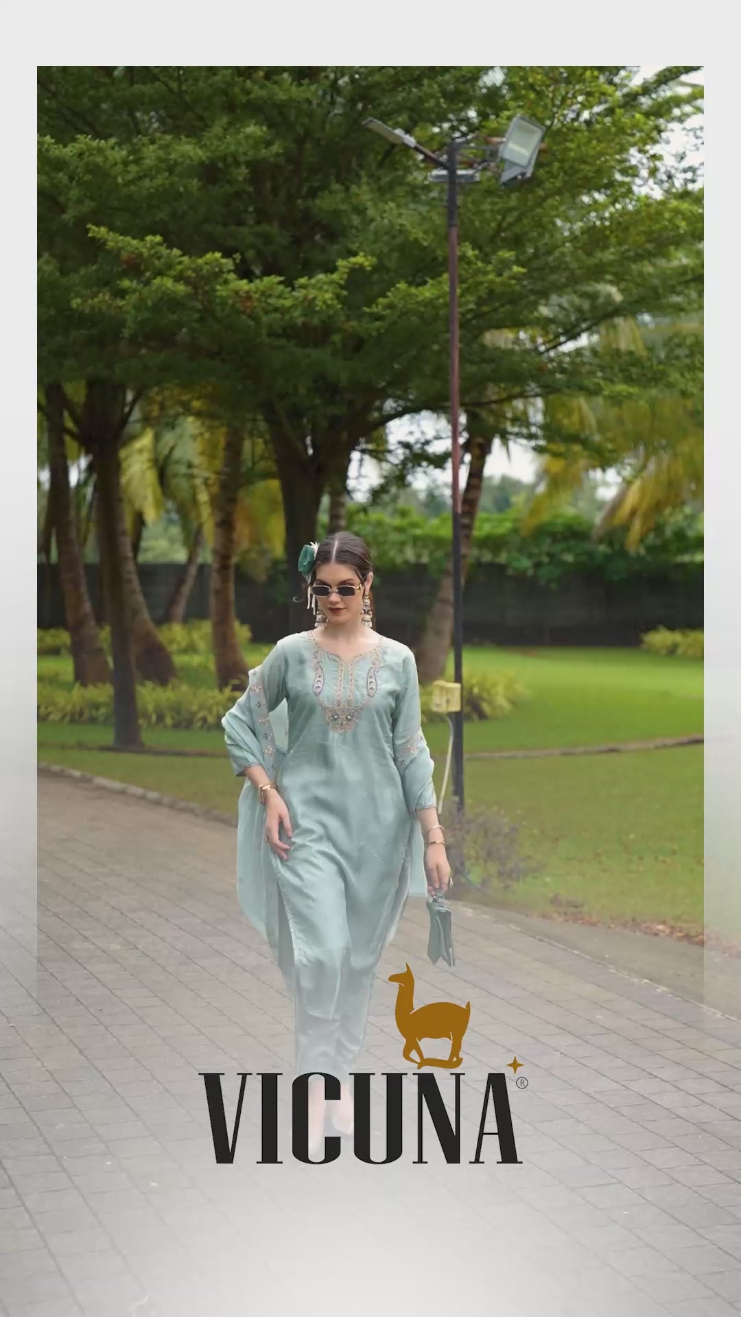 Viscose Upada Handcrafted Suit Set with Organza Dupatta in