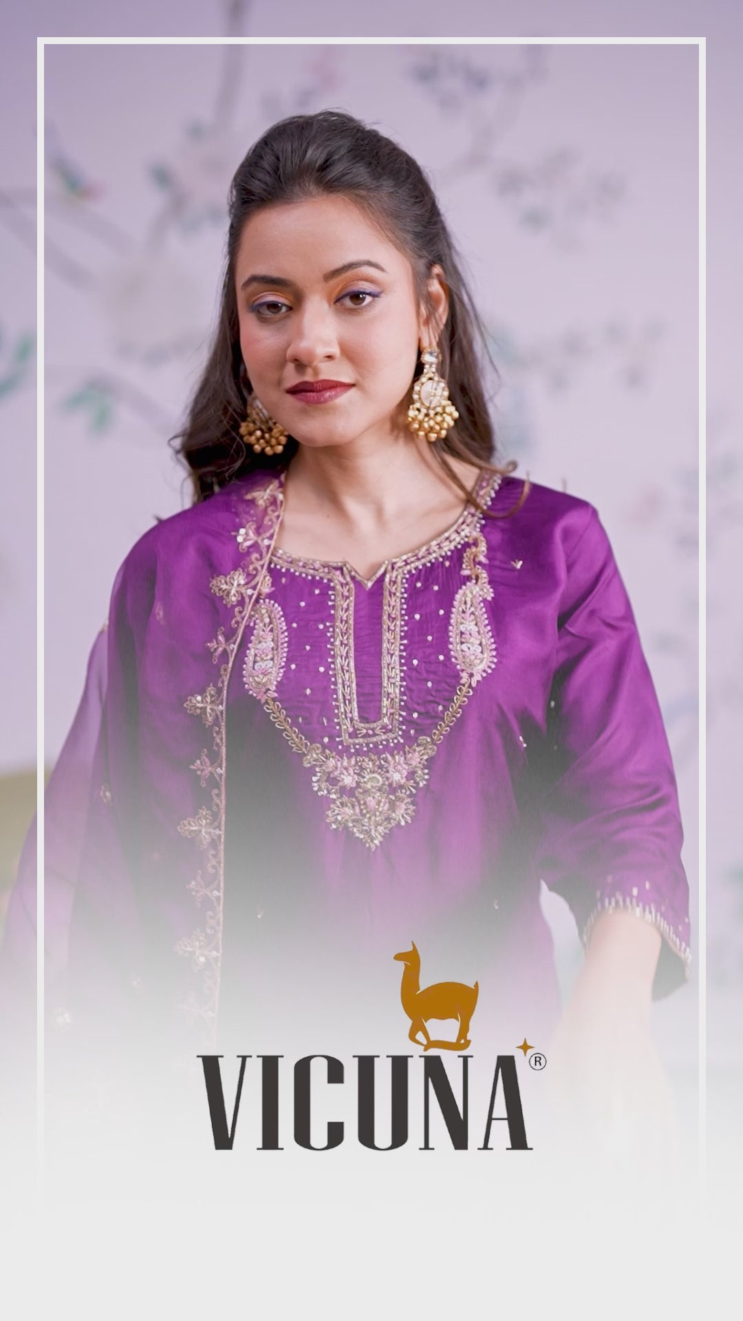 Viscose Upada Handcrafted Suit Set with Organza Dupatta in