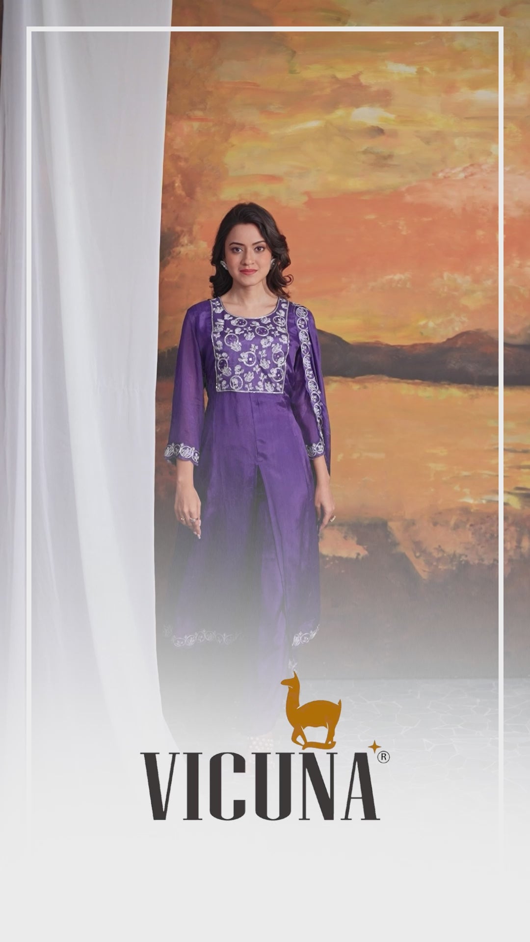 Purple Chinon Handcrafted Suit Set