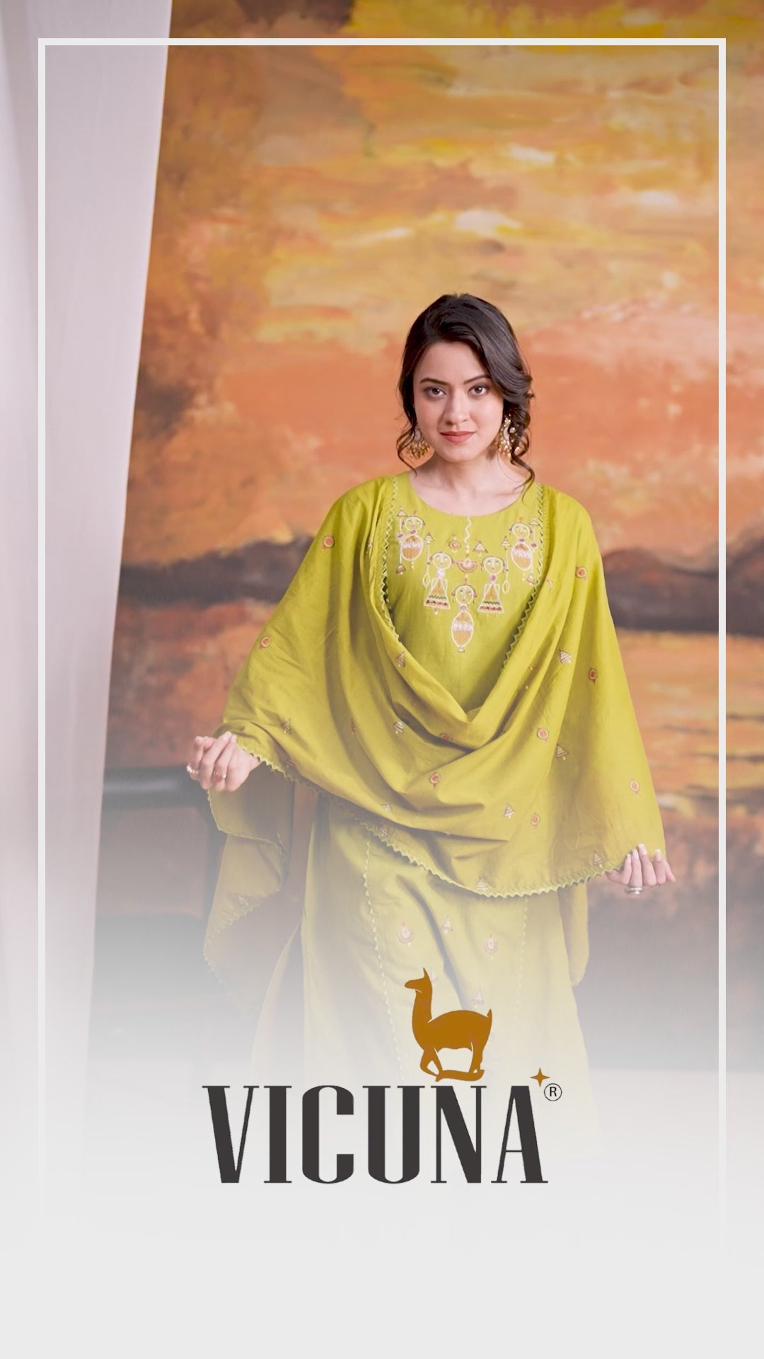 Pure Cotton A-Line Handcrafted Suit Set in Firozi, Purple & Lemon